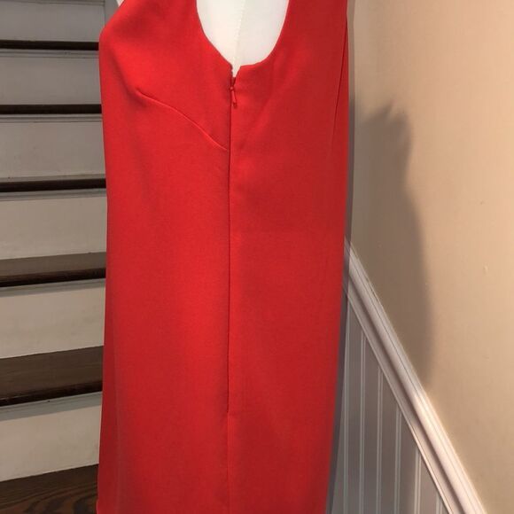 TED BAKER LONDON Red Sleeveless Holiday Dress Keyhole Accent On Back Sz 2 - Picture 14 of 16